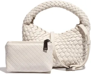 Handbags for Women Weave Vegan Leather Tote Bag With Pocket Wallet Purse Hand bag Crossbody Strap Small Bag With Compartment