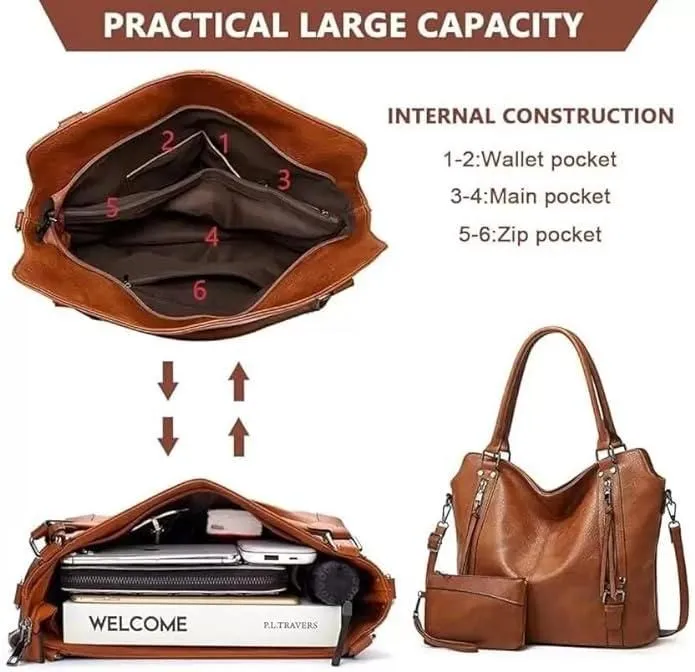 Handbags Leather Ladies Office Shoulder Women Bags For Women Hobo Tote Discounted delivery PU with Bag Convenient Strap 2 in for Stylish Bags 1 Purse