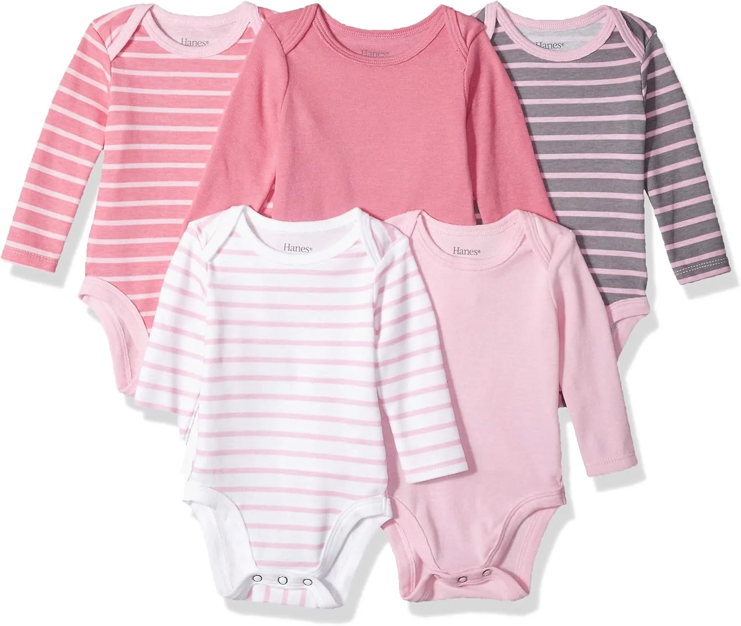 Hanes Baby and Toddler Ultimate Flexy Long Sleeve Bodysuit (5 Pack)