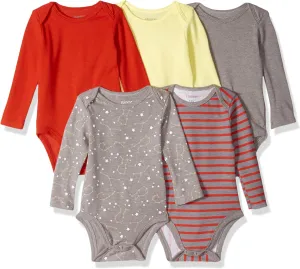 Hanes Baby and Toddler Ultimate Flexy Long Sleeve Bodysuit (5 Pack)