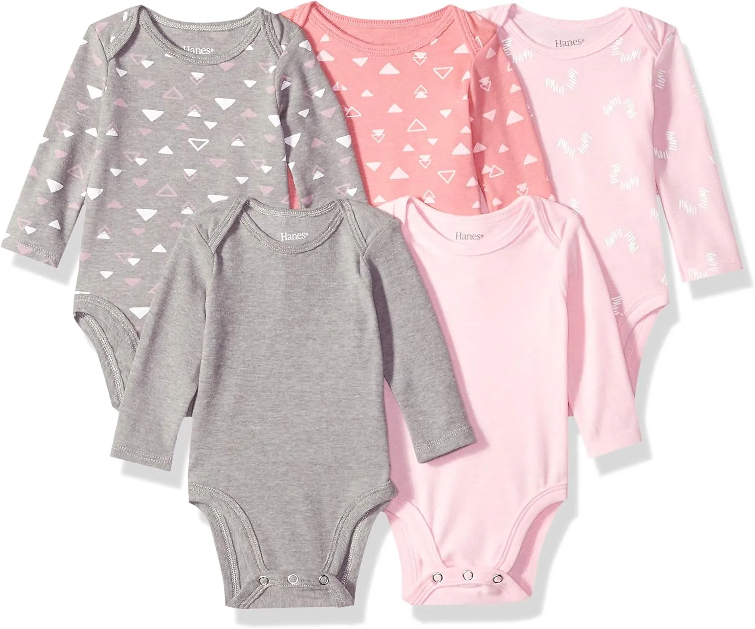 Hanes Baby and Toddler Ultimate Flexy Long Sleeve Bodysuit (5 Pack)