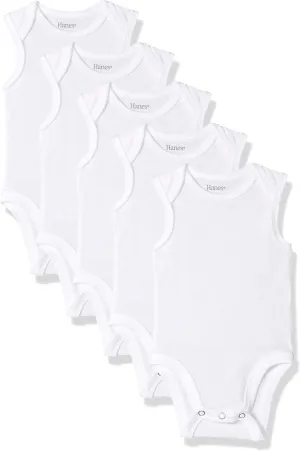 Hanes Baby and Toddler Ultimate Flexy Sleeveless Bodysuit (5 Pack)