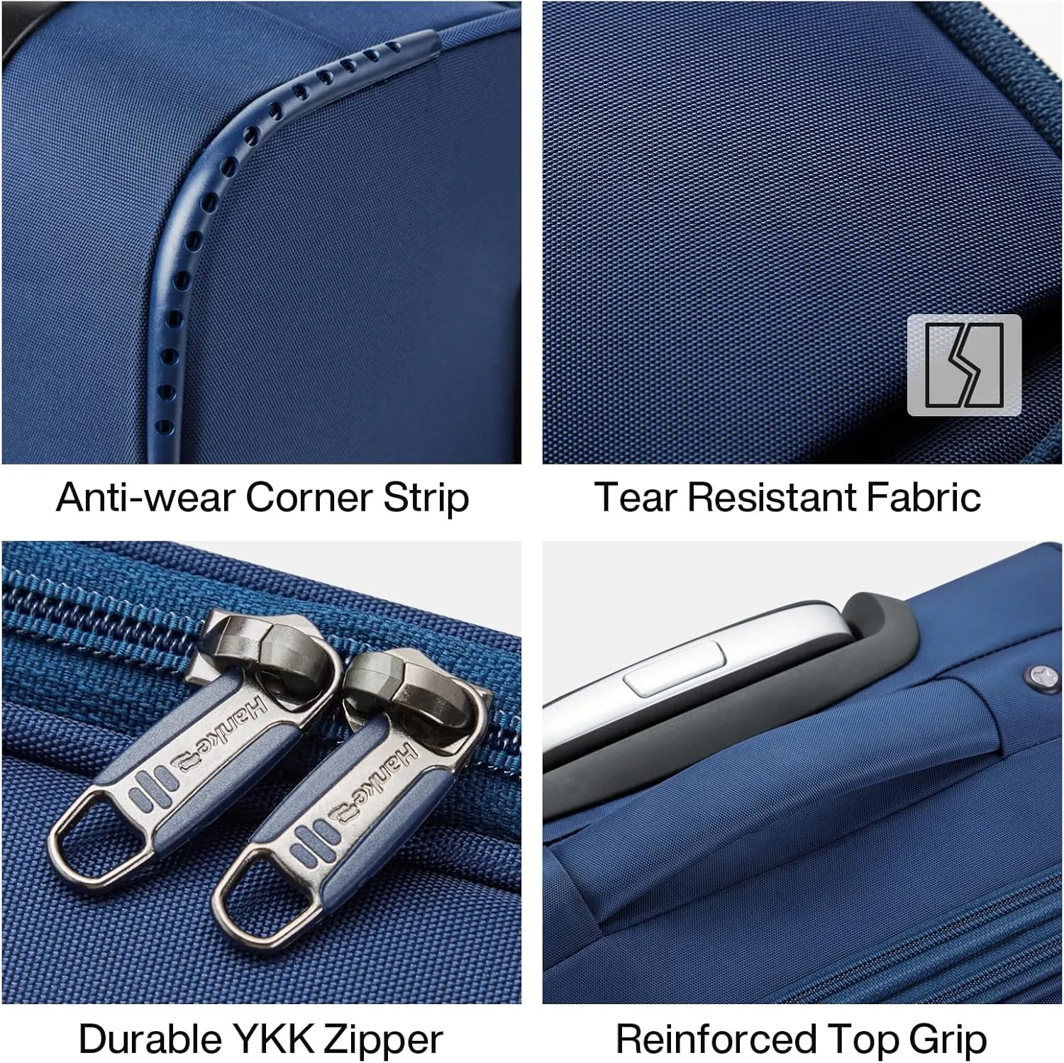 Hanke 24 Inch Luggage Expandable Softside Checked Suitcases with Spinner Wheels, Upright Rolling Luggage Suitcases Travel TSA Luggage Bag for Women Men(Blue)
