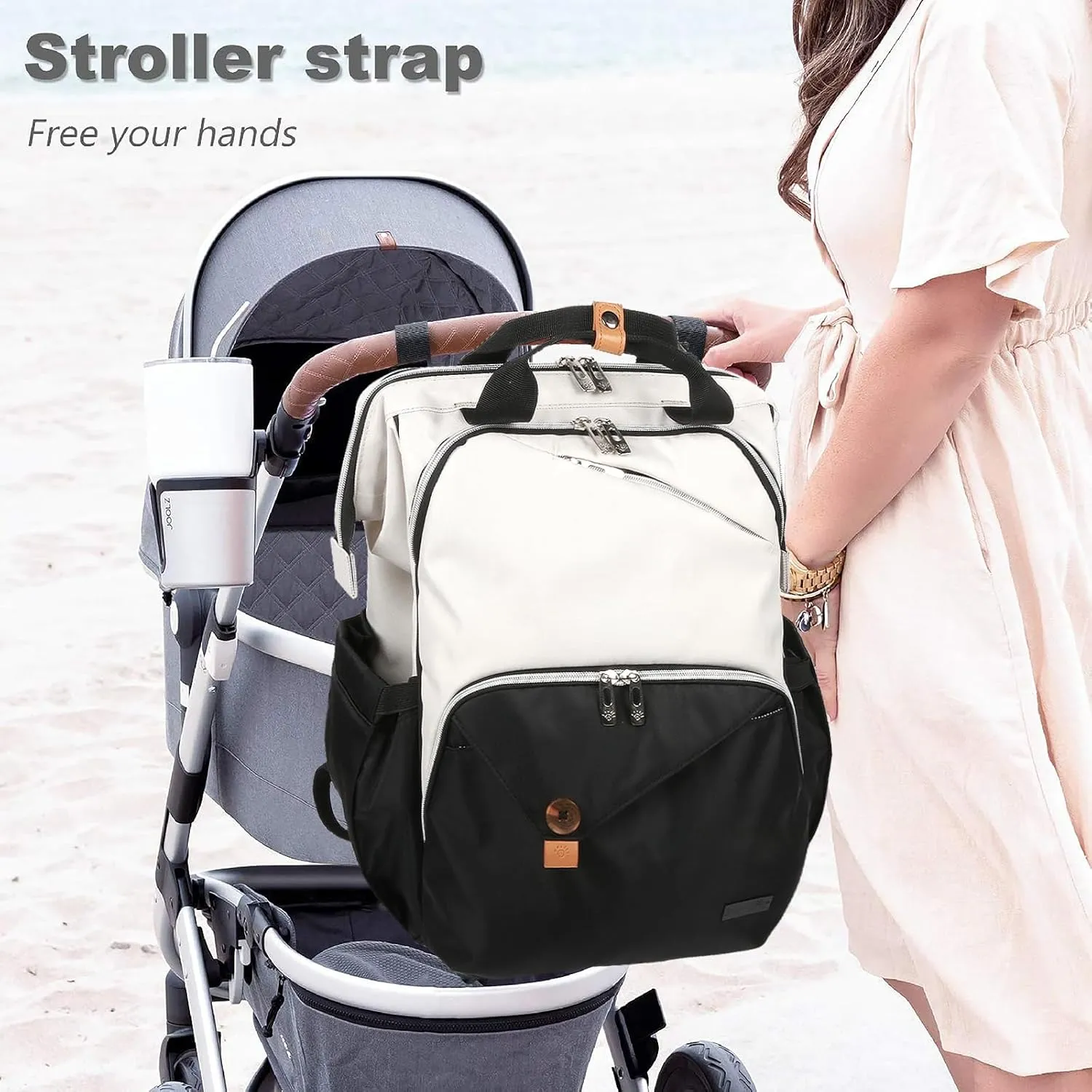 Hap Tim Baby Diaper Bag for Boys Girls, Large Backpack Diaper Bags with Double Compartments, Baby Registry Search Shower Gifts Stuff Newborn Must Haves（7340-BH）