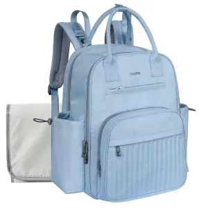 Hap Tim Diaper Bag Backpack, Large Capacity Baby Bag Backpack with Changing Pad,19 Pockets, 2 Stroller Clips, Baby Registry Search, Blue (2252-MLDL)