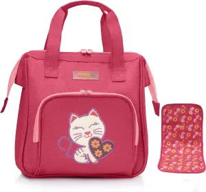 HappyVk- Baby Doll Diaper Bag with Doll Changing Pad- Handbag for Girls- Cat Luminous Embroidery