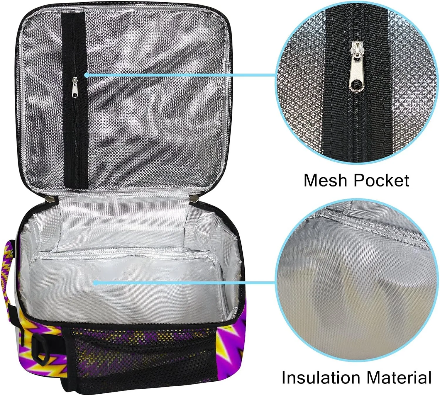 Hapuxt Lunch Box Lunch Bag with Adjustable Shoulder Strap Tote Abstract Yellow Motion Illusion Insulated Waterproof Outdoor Work Office Picnic for Women Men
