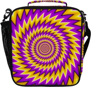 Hapuxt Lunch Box Lunch Bag with Adjustable Shoulder Strap Tote Abstract Yellow Motion Illusion Insulated Waterproof Outdoor Work Office Picnic for Women Men