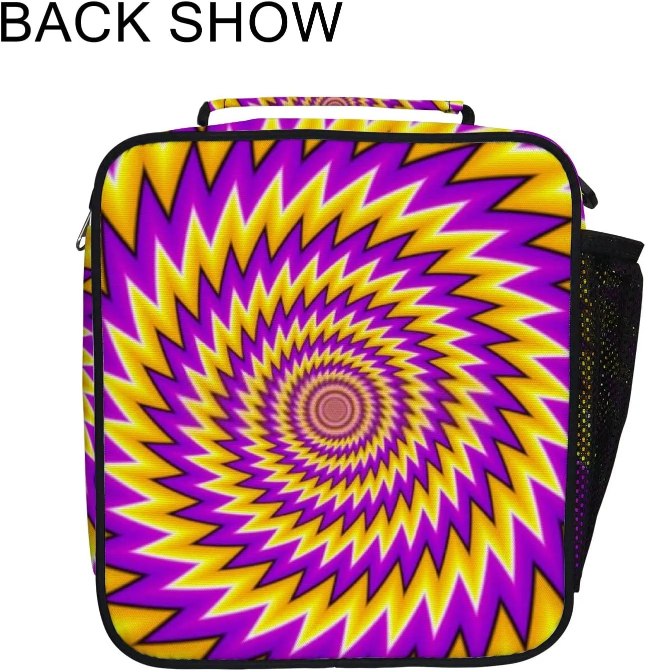 Hapuxt Lunch Box Lunch Bag with Adjustable Shoulder Strap Tote Abstract Yellow Motion Illusion Insulated Waterproof Outdoor Work Office Picnic for Women Men