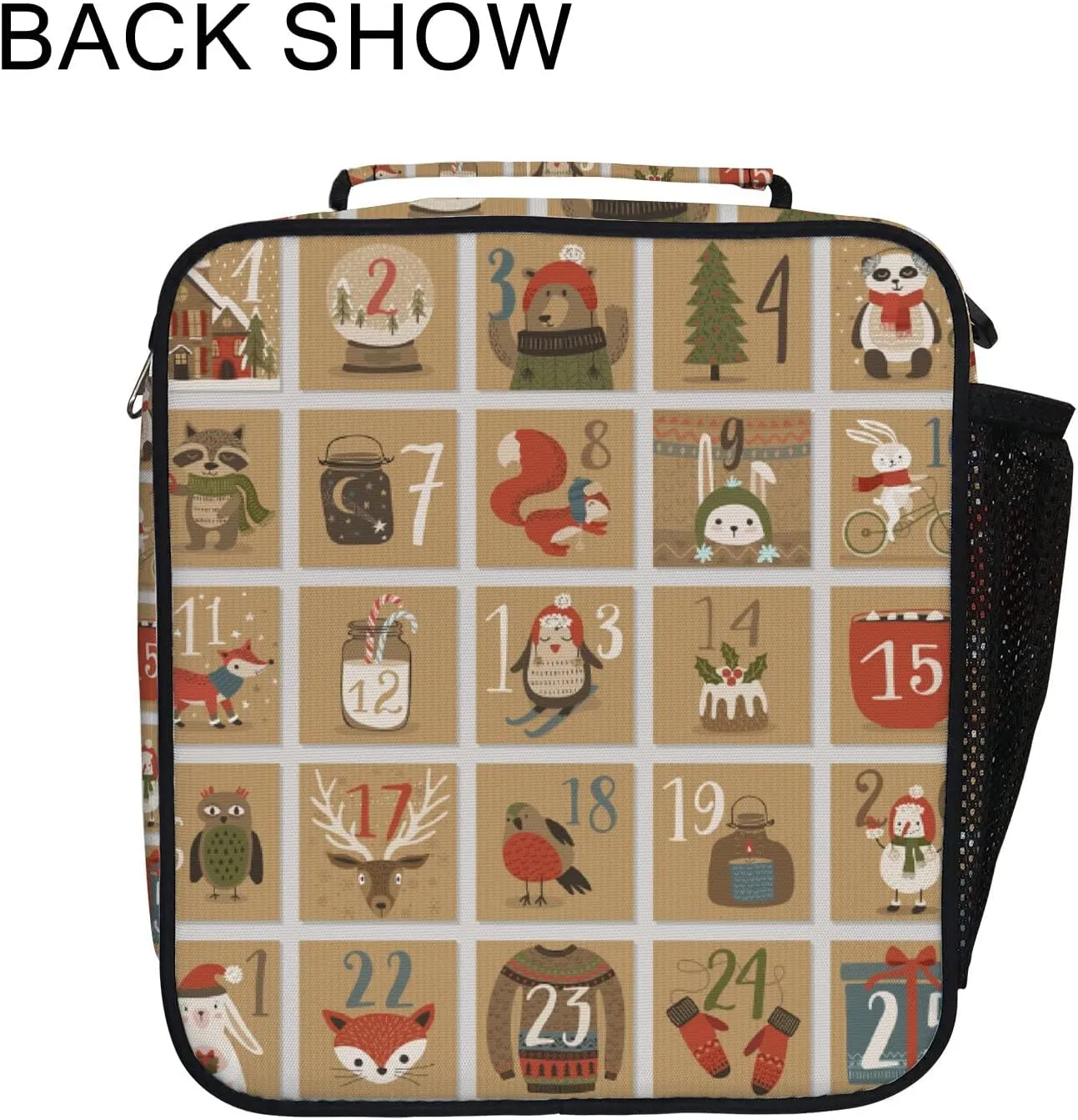 Hapuxt Lunch Box Lunch Bag with Adjustable Shoulder Strap Tote Christmas Advent Calendar Insulated Waterproof Outdoor Work Office Picnic for Women Men