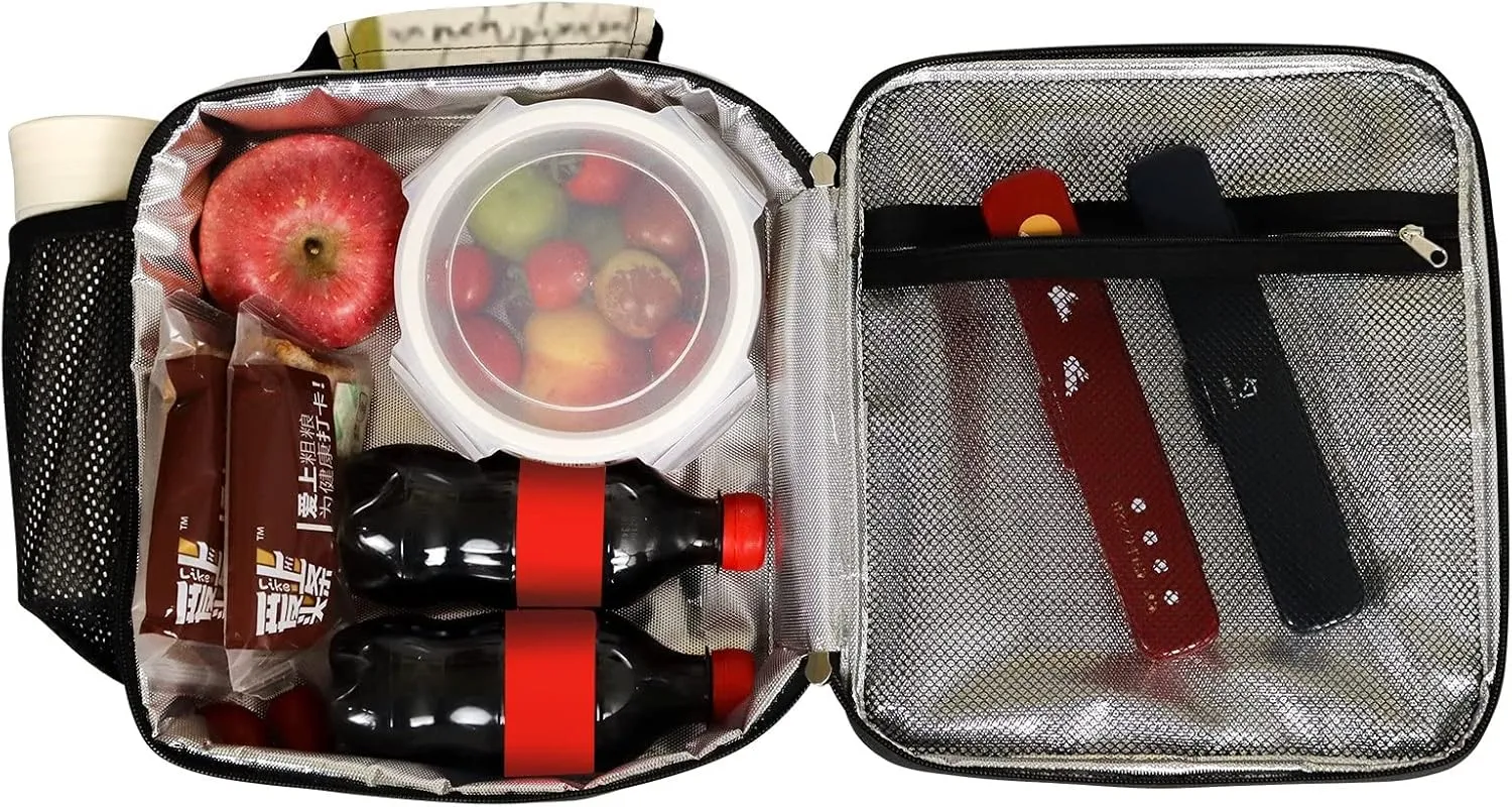 Hapuxt Lunch Box Lunch Bag with Adjustable Shoulder Strap Tote for Women Men Drawn Medicinal Herbs Retro Style Insulated Waterproof Resable Zipper Outdoor Work Office Picnic