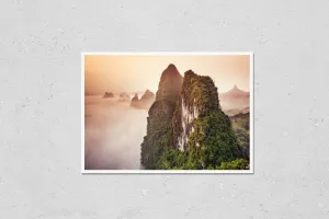 HardPress Wall Art Poster Print of Xingping, Guilin, China Karst Mountains Landscape.
