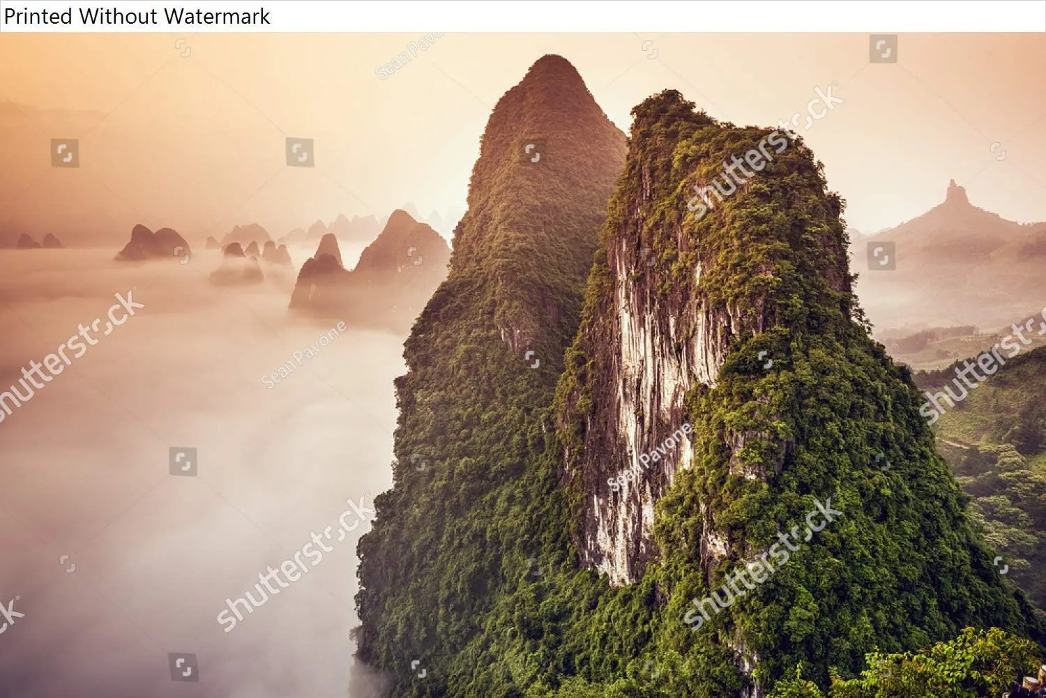 HardPress Wall Art Poster Print of Xingping, Guilin, China Karst Mountains Landscape.