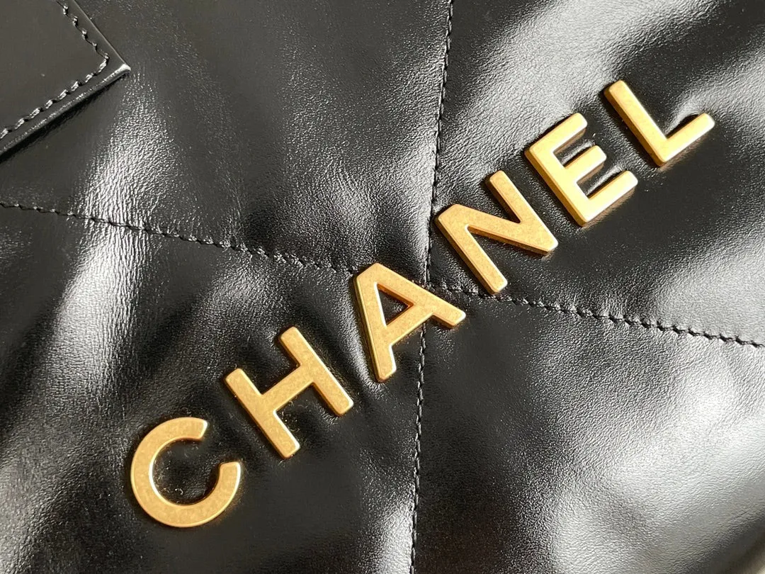 Hardware Lambskin Promotional Secure delivery 22 Bag CHANEL Gold Hobo Black 24K
