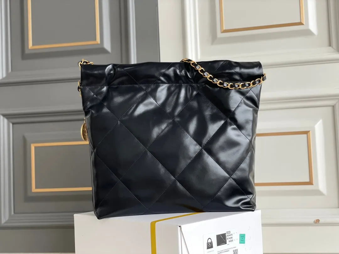 Hardware Lambskin Promotional Secure delivery 22 Bag CHANEL Gold Hobo Black 24K