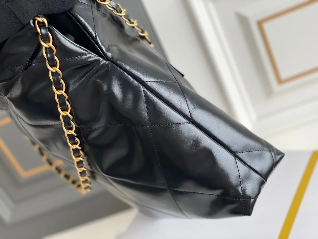 Hardware Lambskin Promotional Secure delivery 22 Bag CHANEL Gold Hobo Black 24K