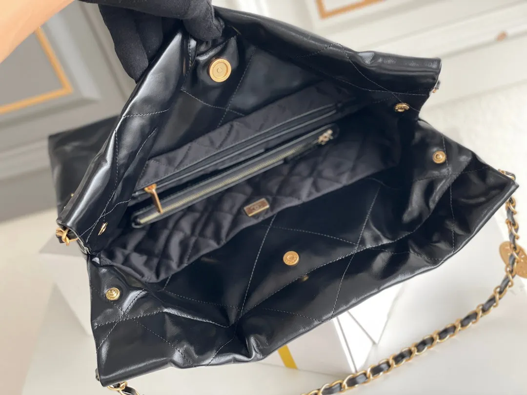 Hardware Lambskin Promotional Secure delivery 22 Bag CHANEL Gold Hobo Black 24K