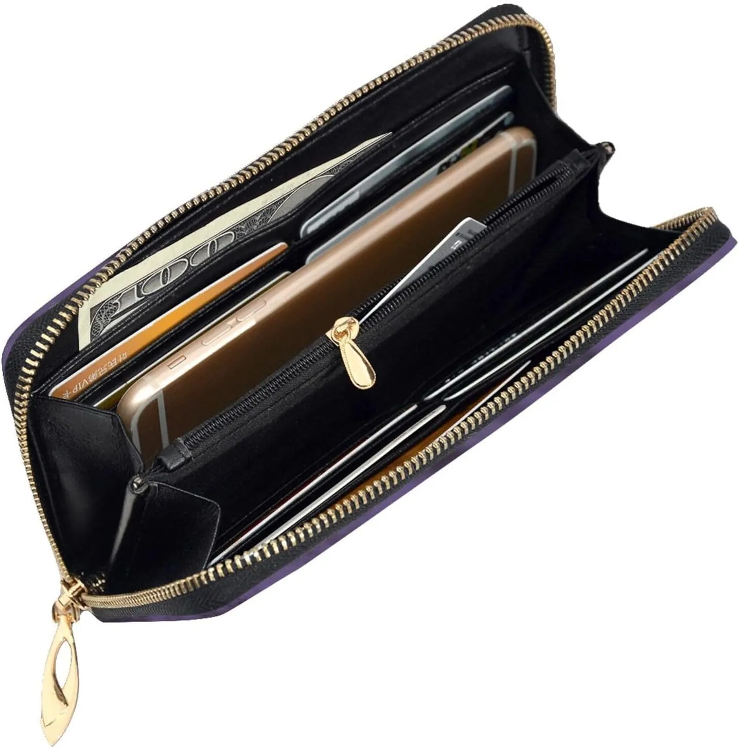 Haunted Mansion Leather Wallet Long Zip Purse Card Phone Holder Case Clutch For Women & Men,Pu Leather