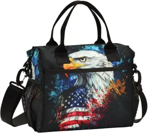 Hawk Flag Dark Lunch Bag for Women Insulated Soft Cooler Bag with Adjustable Shoulder Strap for Adults Women S