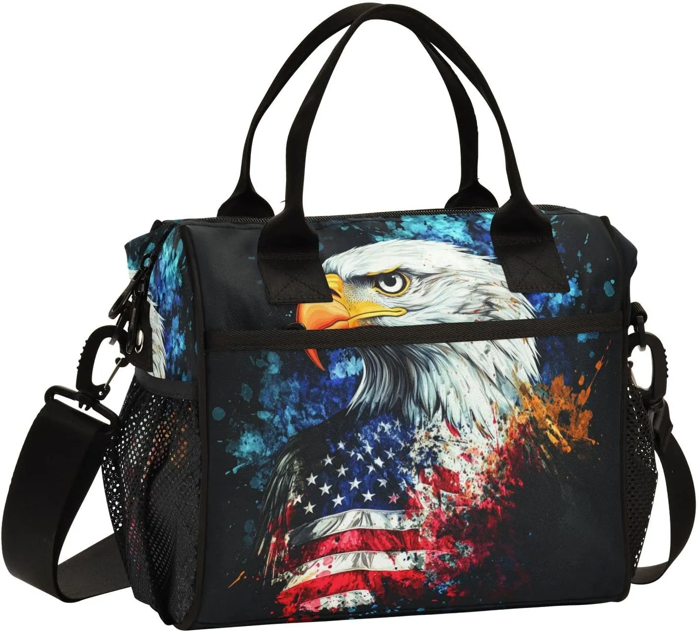 Hawk Flag Dark Lunch Bag for Women Insulated Soft Cooler Bag with Adjustable Shoulder Strap for Adults Women S