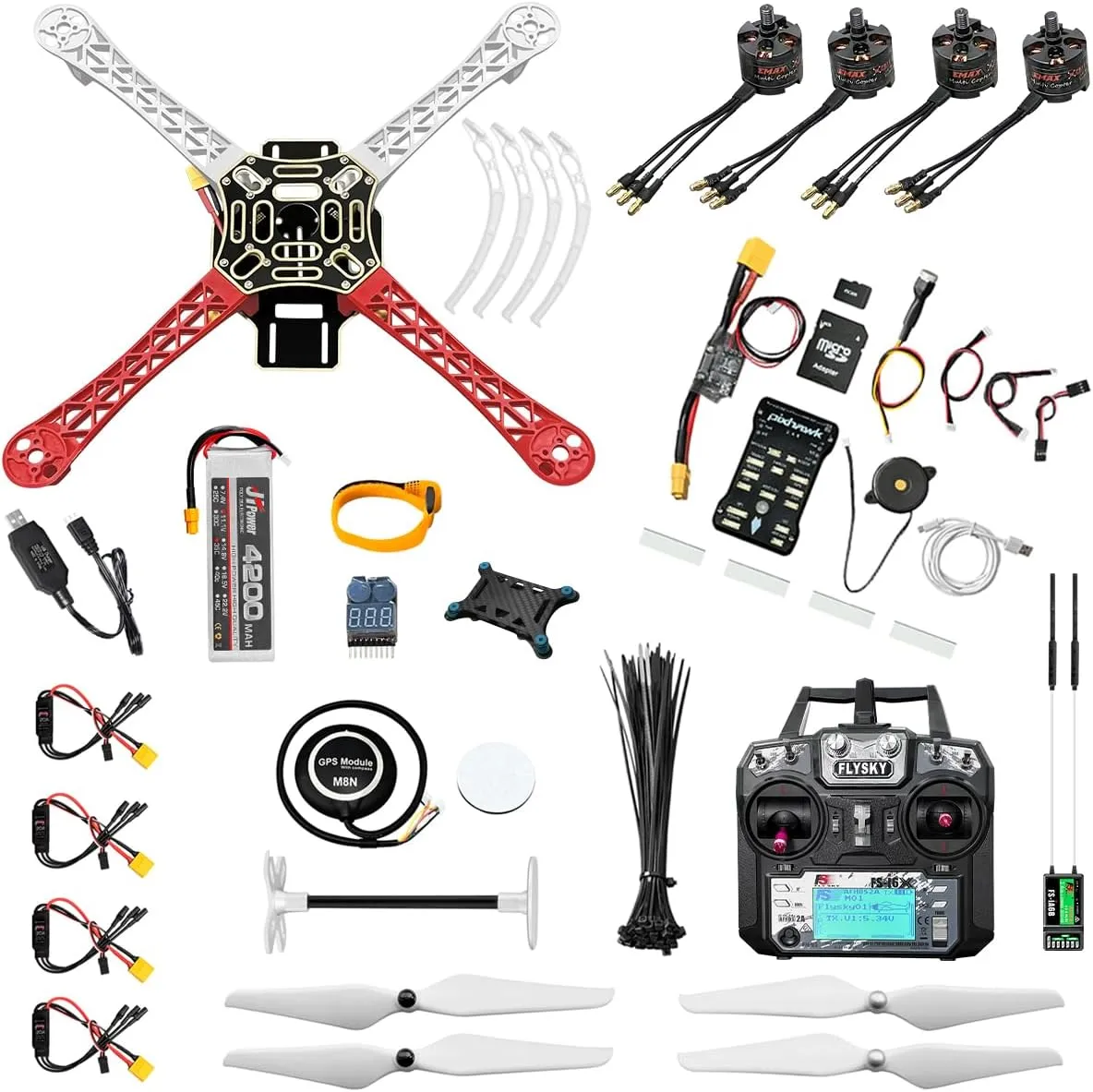 HAWK'S WORK F450 Drone Kit to build, DIY Quadcopter Set, Frame   Pixhawk   GPS   Power Module   ESC   Brushless Motor   Prop   Battery   RC Transmitter&Receiver   Accessory   Guild Book&Video(Latest Upgrade)