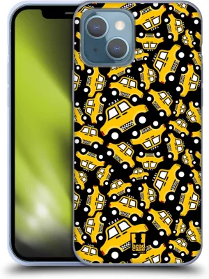 Head Case Designs Black Taxi Pattern Yellow Cab Gel Case [Military Grade Protection] Compatible with Apple iPhone 13 and Compatible with MagSafe