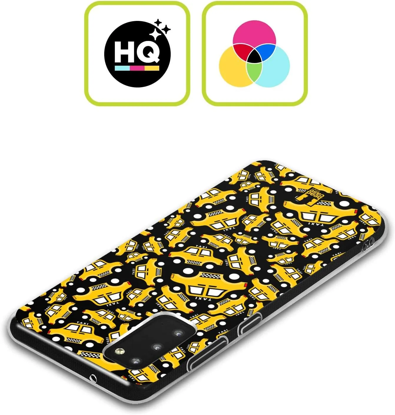 Head Case Designs Black Taxi Pattern Yellow Cab Gel Case [Military Grade Protection] Compatible with Samsung Galaxy S21 Ultra 5G