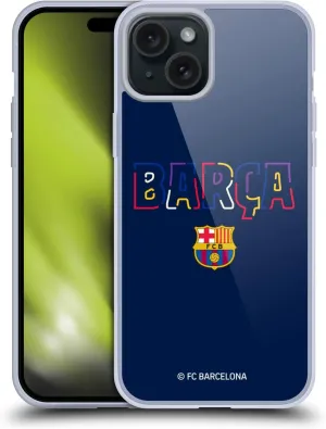Head Case Designs Officially Licensed FC Barcelona Neon Barca Graphics Soft Gel Case [Military Grade Protection] Compatible with Apple iPhone 15 Plus
