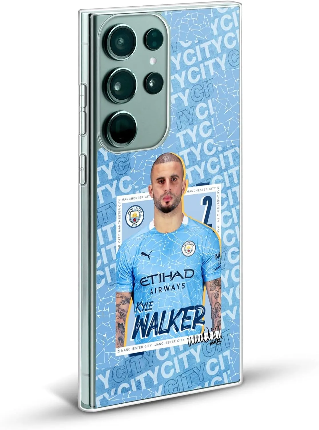 Head Case Designs Officially Licensed Manchester City Man City FC Kyle Walker 2020/21 First Team Gel Case [Military Grade Protection] Compatible with Samsung Galaxy S23  5G and MagSafe