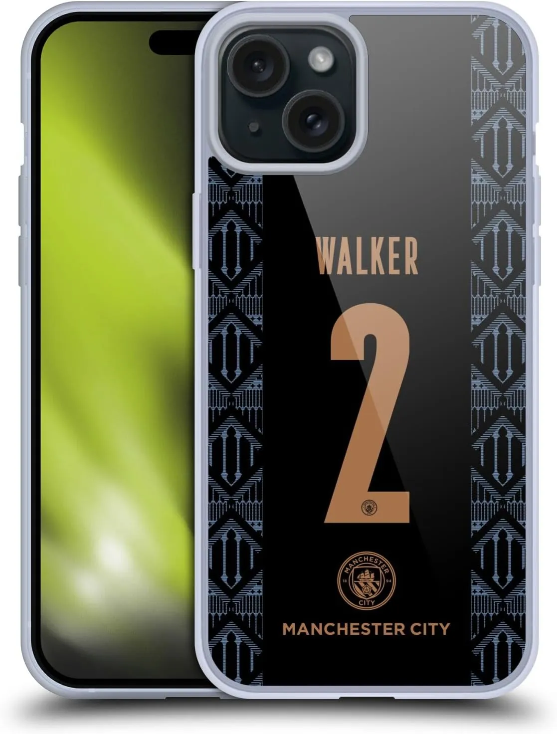 Head Case Designs Officially Licensed Manchester City Man City FC Kyle Walker 2020/21 Players Away Kit Group 2 Gel Case [Military Grade Protection] Compatible with Apple iPhone 15 Plus and MagSafe