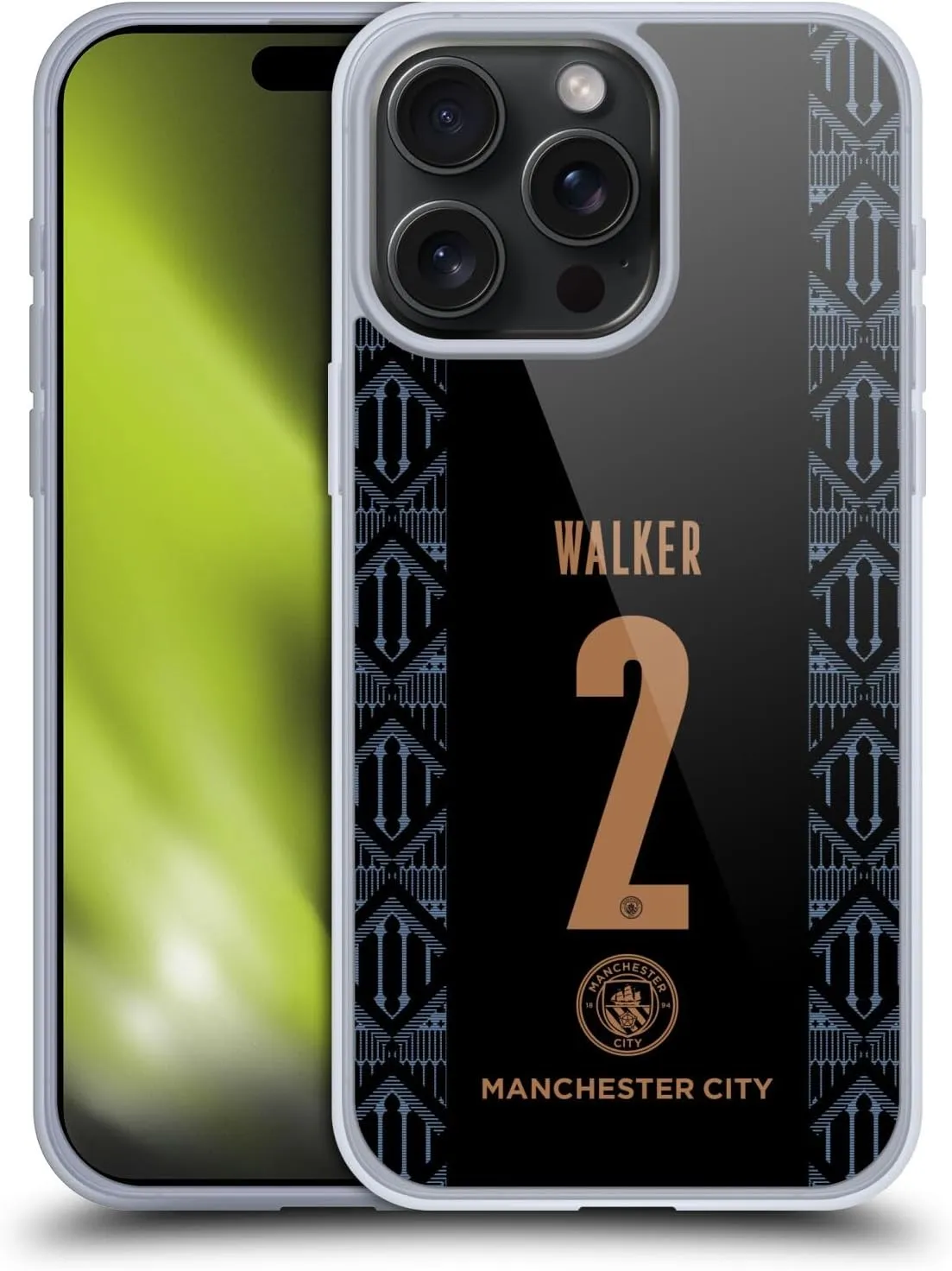 Head Case Designs Officially Licensed Manchester City Man City FC Kyle Walker 2020/21 Players Away Kit Group 2 Gel Case [Military Grade Protection] Compatible with Apple iPhone 15 Pro Max and MagSafe
