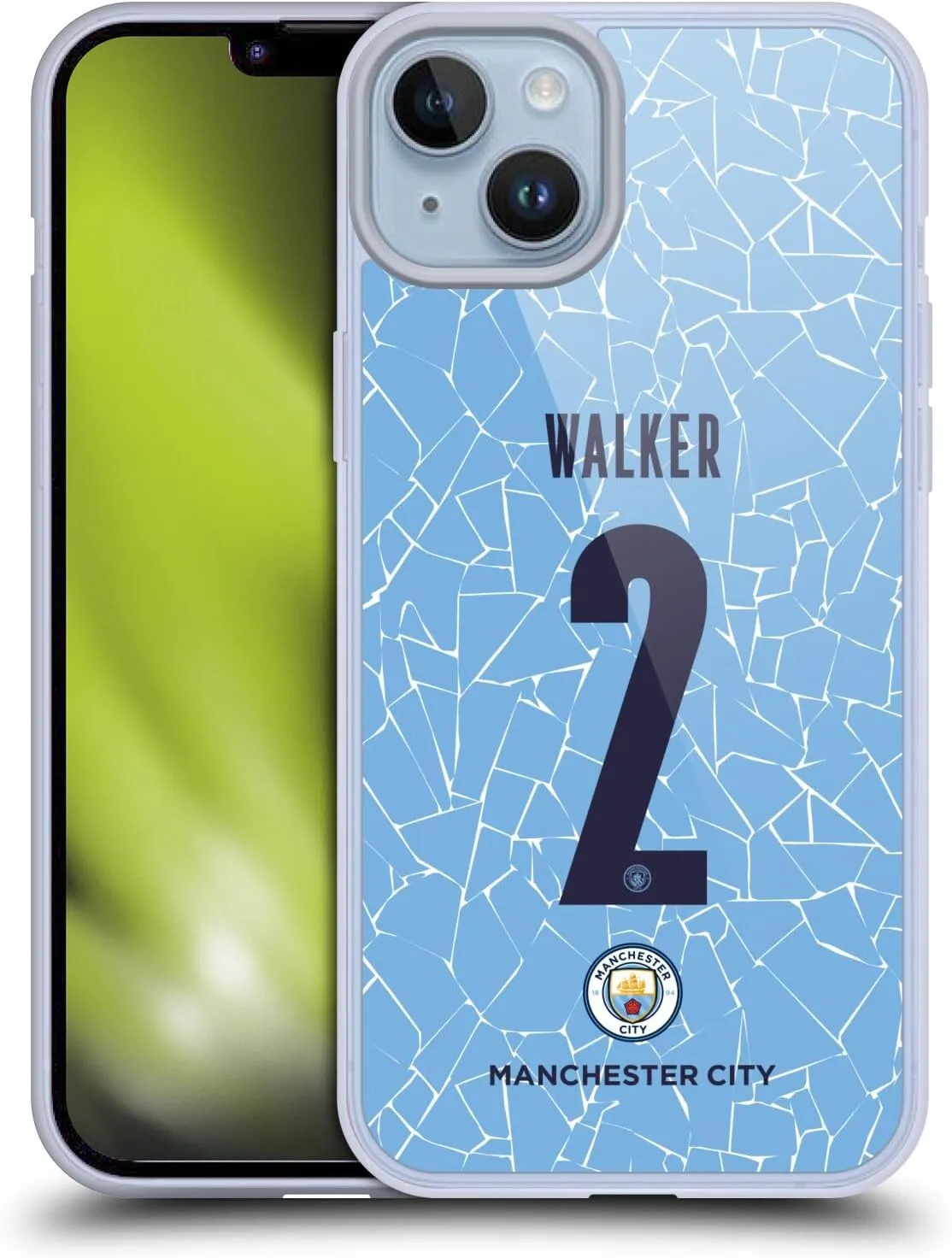 Head Case Designs Officially Licensed Manchester City Man City FC Kyle Walker 2020/21 Players Home Kit Group 2 Gel Case [Military Grade Protection] Compatible with Apple iPhone 14 Plus and MagSafe