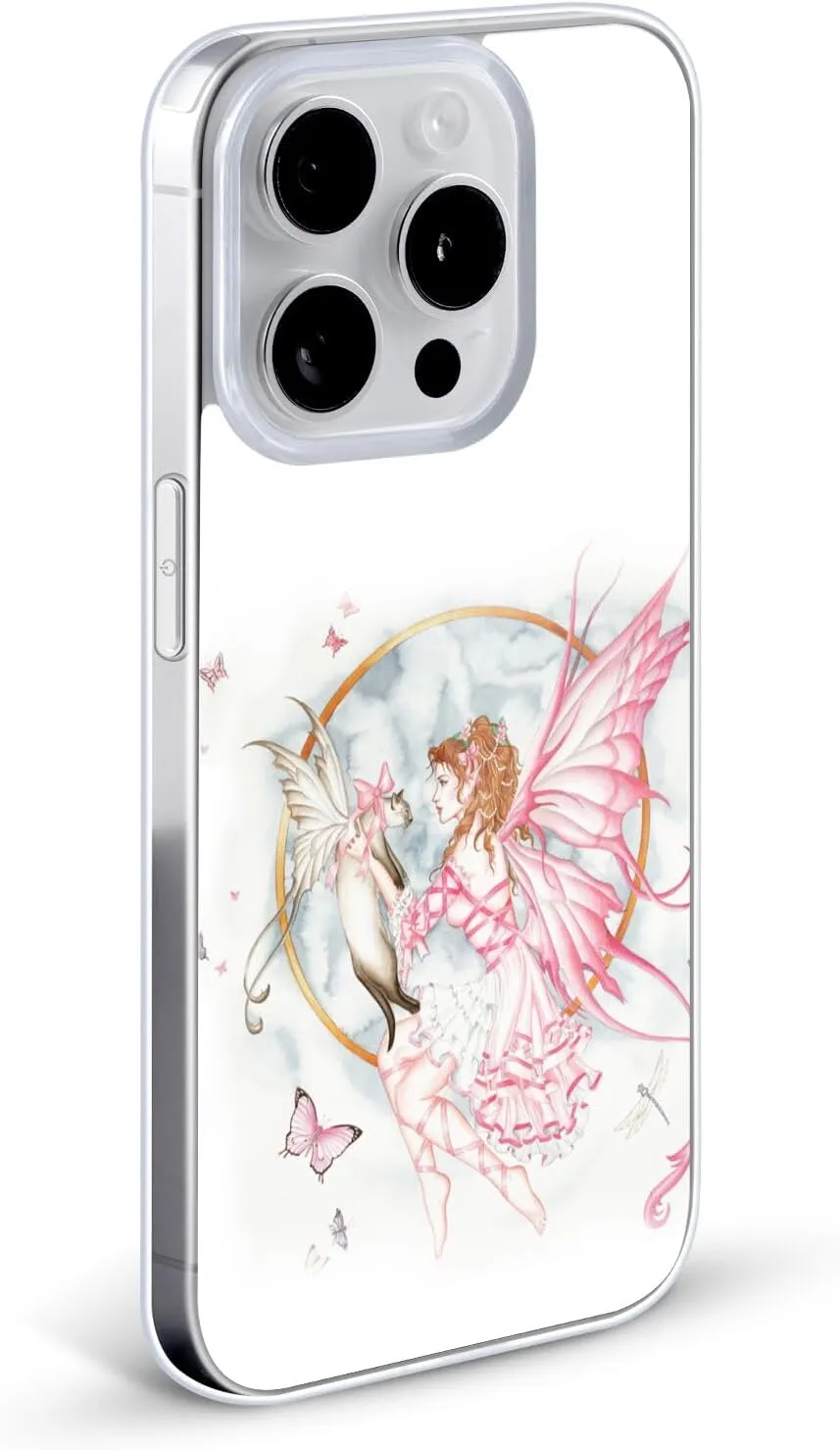 Head Case Designs Officially Licensed Nene Thomas The Gift Pink with Cat Fairies Soft Gel Case [Military Grade Protection] Compatible with Apple iPhone 15 Plus