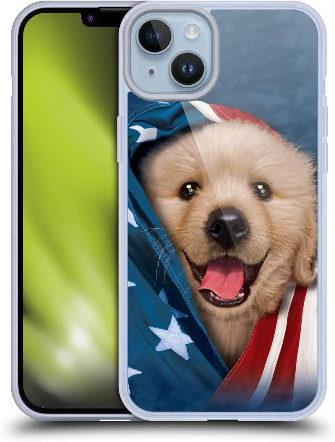 Head Case Designs Officially Licensed Vincent HIE Patriotic Golden Retriever Canidae Gel Case [Military Grade Protection] Compatible with Apple iPhone 14 Plus and Compatible with MagSafe