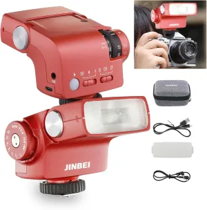 Hi5 Retro Camera Flash with Adjustable Head & Built-in 2500mAh Li-ion Battery, GN16 6000K±200K, S1/S2 Modes, for Sony/Canon/Nikon/Fuji/Olympus Hot Shoe Cameras​​