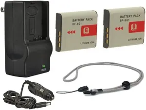 High Capacity Batteries (2 Units)   AC/DC Travel Charger Compatible with Sony Cybershot DSC-T90   Krusell Multidapt Neck Strap (Black Finish)