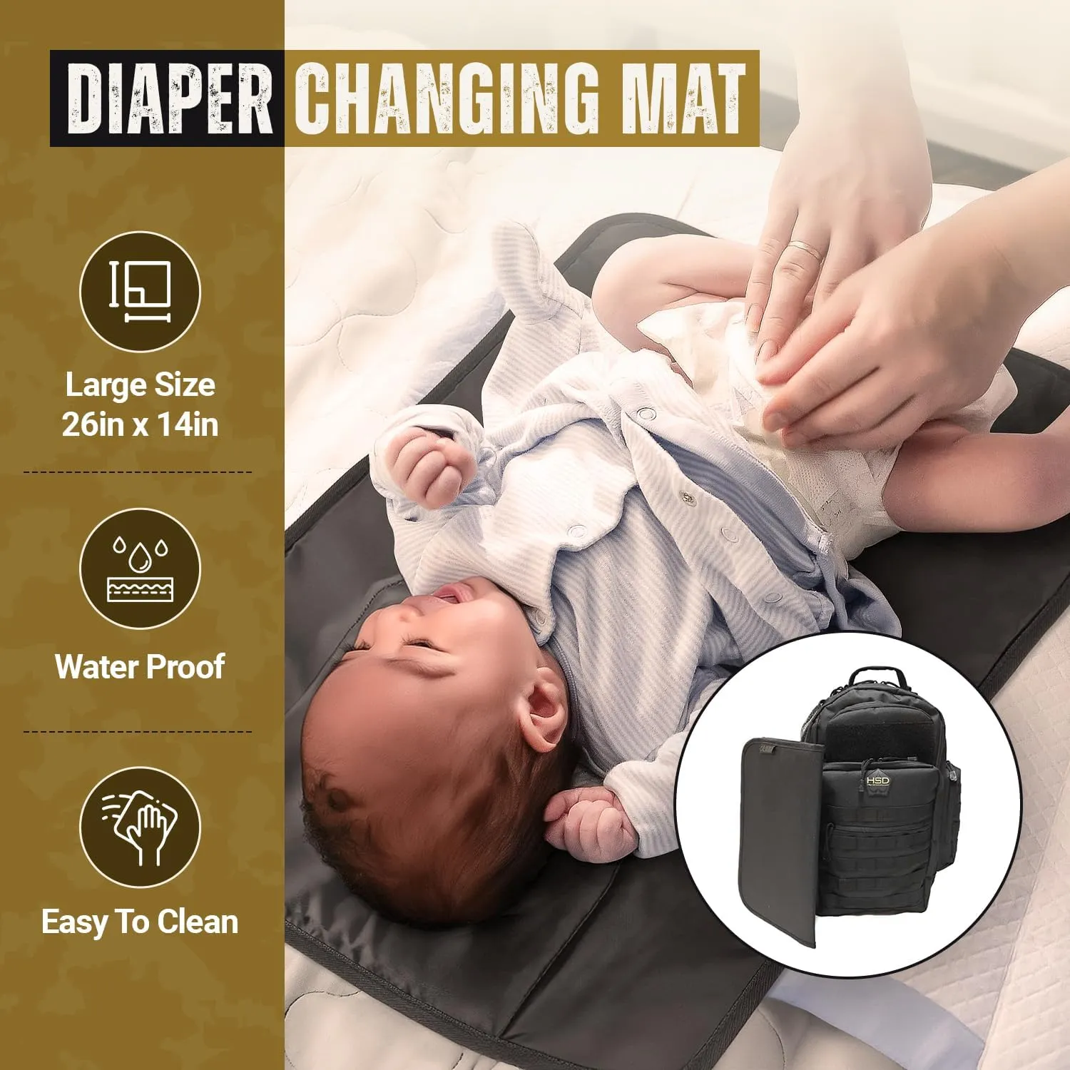 HighSpeedDaddy - Baby Diaper Backpack, Military-Grade, Waterproof, Compact Baby Travel Bag w/Stroller Straps & Tablet Sleeve
