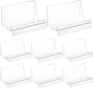 Hipiwe Purse Display Stand Acrylic Wallet Display Stand Holder for Purse Clear Handbag Display Racks for Boutique Store Tabletop Purse Organizer Riser for Bag Phone Cards, 8 Packs
