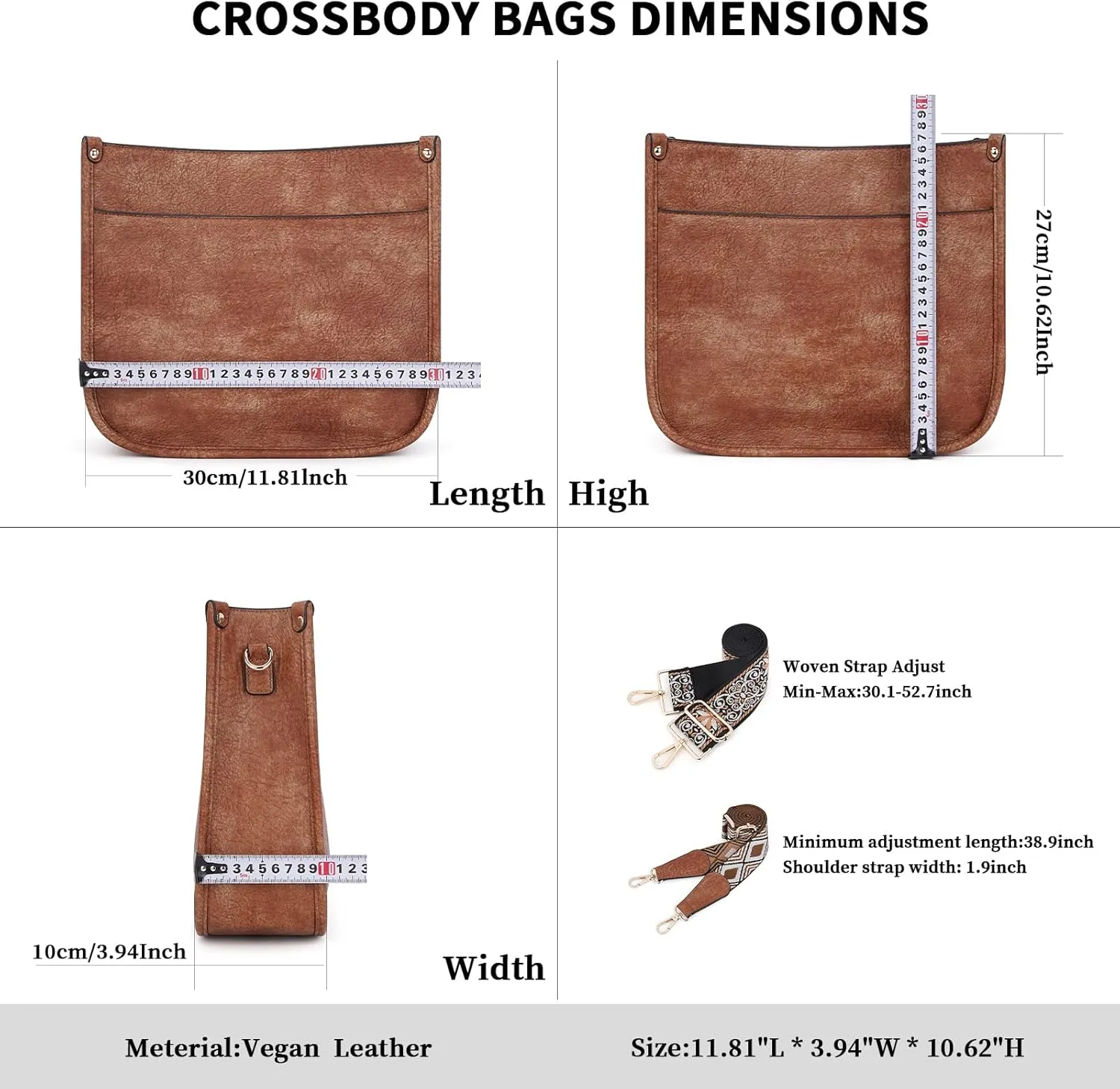 HKCLUF Crossbody Bag Purse for Women 2PCS/Set Leather Hobo Handbag Wallet Set With 2Adjustable Guitar Strap Shoulder Bag