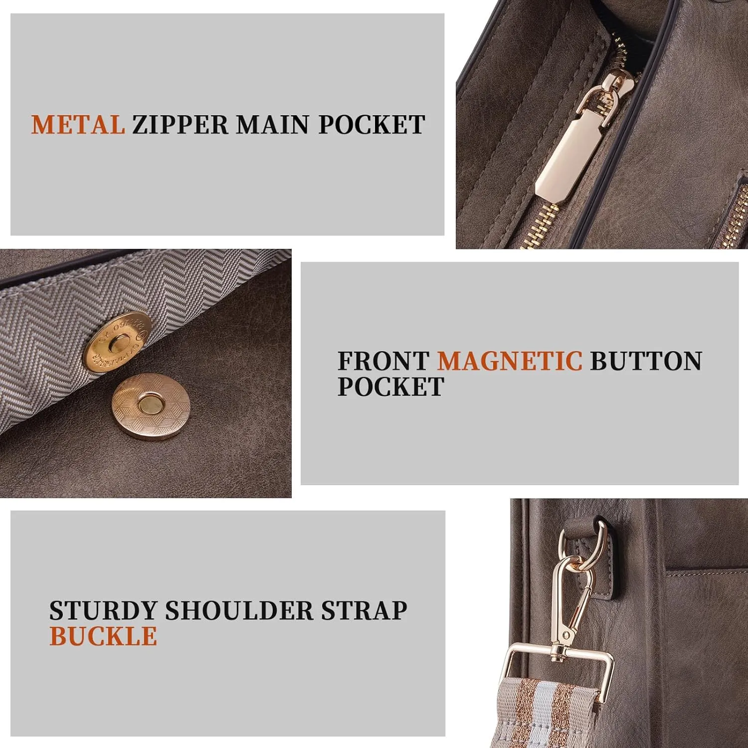 HKCLUF Crossbody Bag Purse for Women 2PCS/Set Leather Hobo Handbag Wallet Set With 2Adjustable Guitar Strap Shoulder Bag