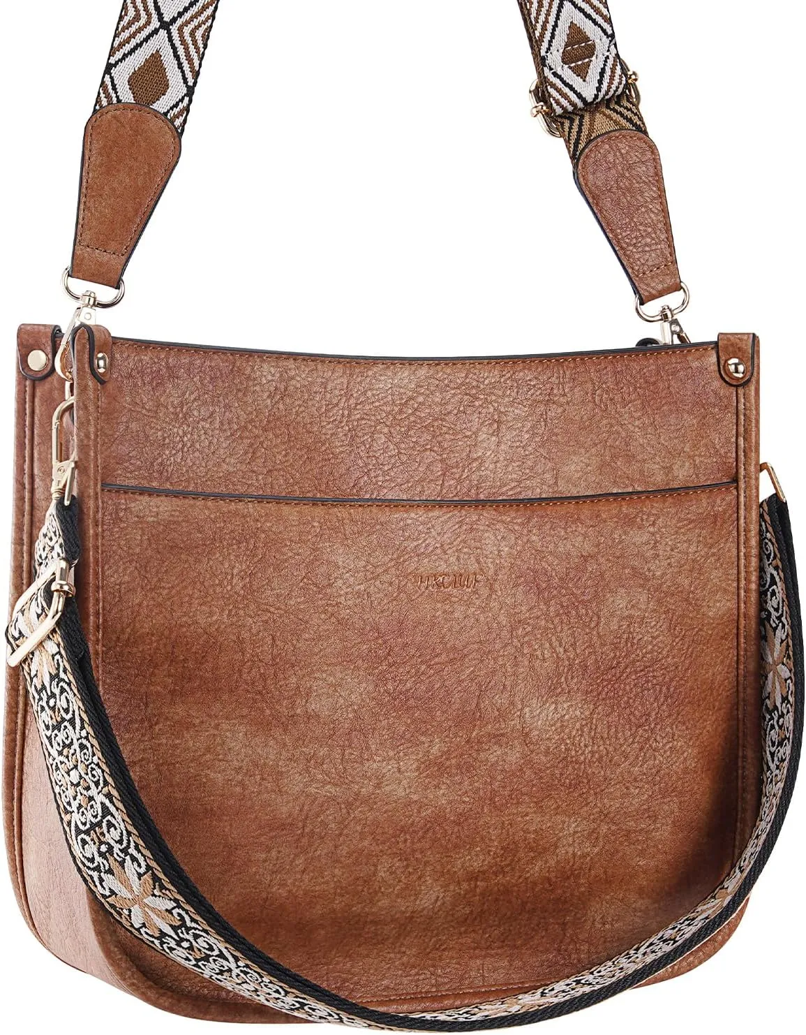 HKCLUF Crossbody Bag Purse for Women 2PCS/Set Leather Hobo Handbag Wallet Set With 2Adjustable Guitar Strap Shoulder Bag