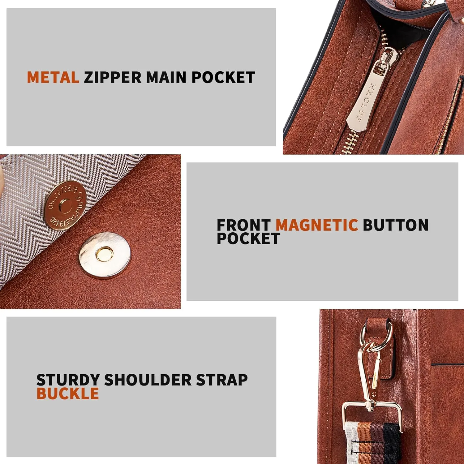 HKCLUF Crossbody Bag Purse for Women 2PCS/Set Leather Hobo Handbag Wallet Set With 2Adjustable Guitar Strap Shoulder Bag