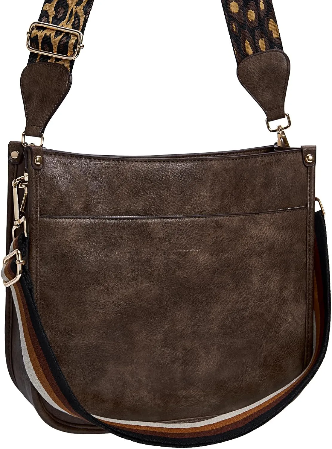 HKCLUF Crossbody Bags for Women Trendy Vegan Leather Hobo Handbags With 2PCS Adjustable Guitar Strap Shoulder Bucket Bags