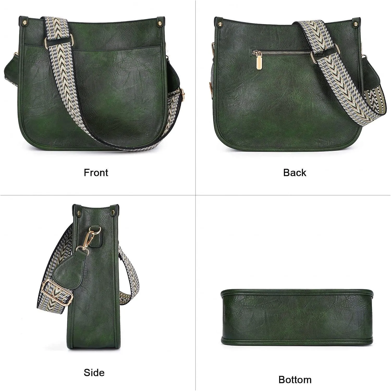 HKCLUF Crossbody Bags for Women Trendy Vegan Leather Hobo Handbags With 2PCS Adjustable Guitar Strap Shoulder Bucket Bags