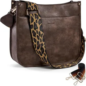HKCLUF Crossbody Bags for Women Trendy Vegan Leather Hobo Handbags With 2PCS Adjustable Guitar Strap Shoulder Bucket Bags