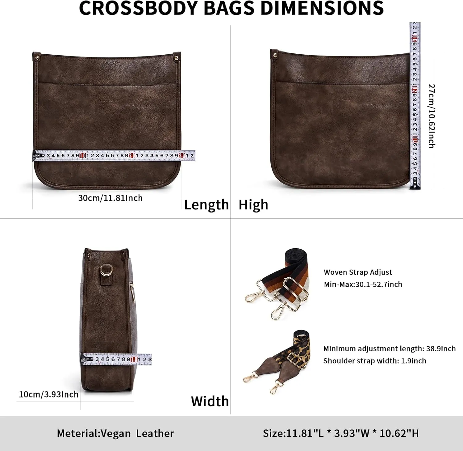HKCLUF Crossbody Bags for Women Trendy Vegan Leather Hobo Handbags With 2PCS Adjustable Guitar Strap Shoulder Bucket Bags