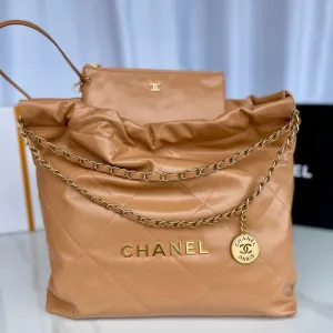 hobo 22 gold brown Trending sale hardware calfskin Personalized service CHANEL