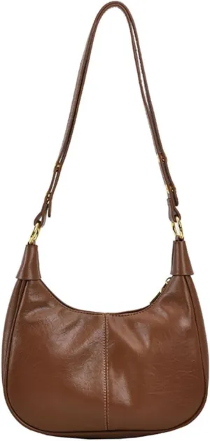 Hobo Bag Shoulder Bag for Women Purse Vegan Leather Retro Handbag with Zipper Pocket and Adjustable Strap