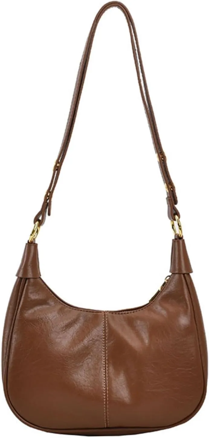 Hobo Bag Shoulder Bag for Women Purse Vegan Leather Retro Handbag with Zipper Pocket and Adjustable Strap