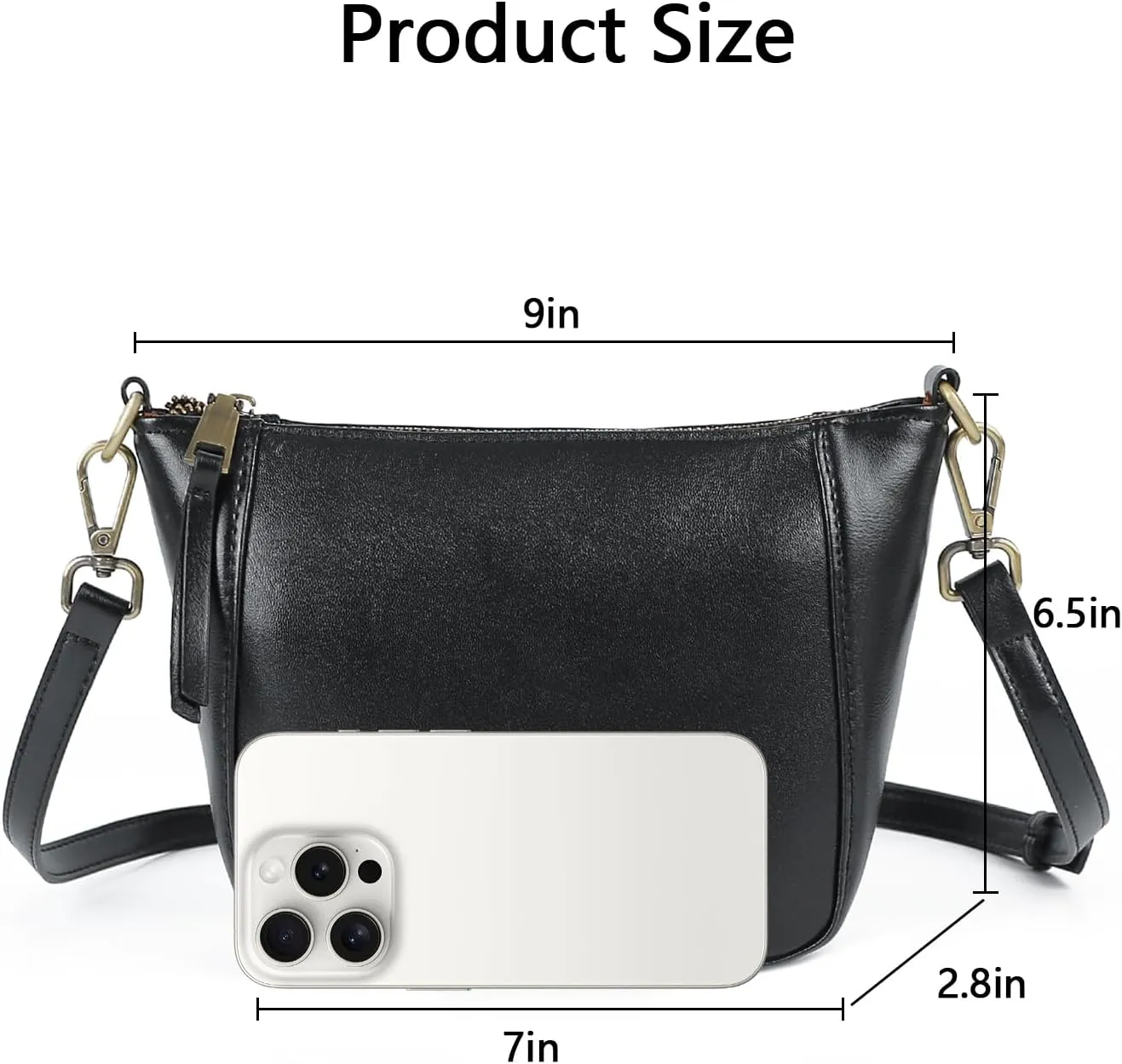 Hobo Bags for Women, Genuine Leather Crossbody Purse with Adjustable Strap, Lightweight Shoulder Bag